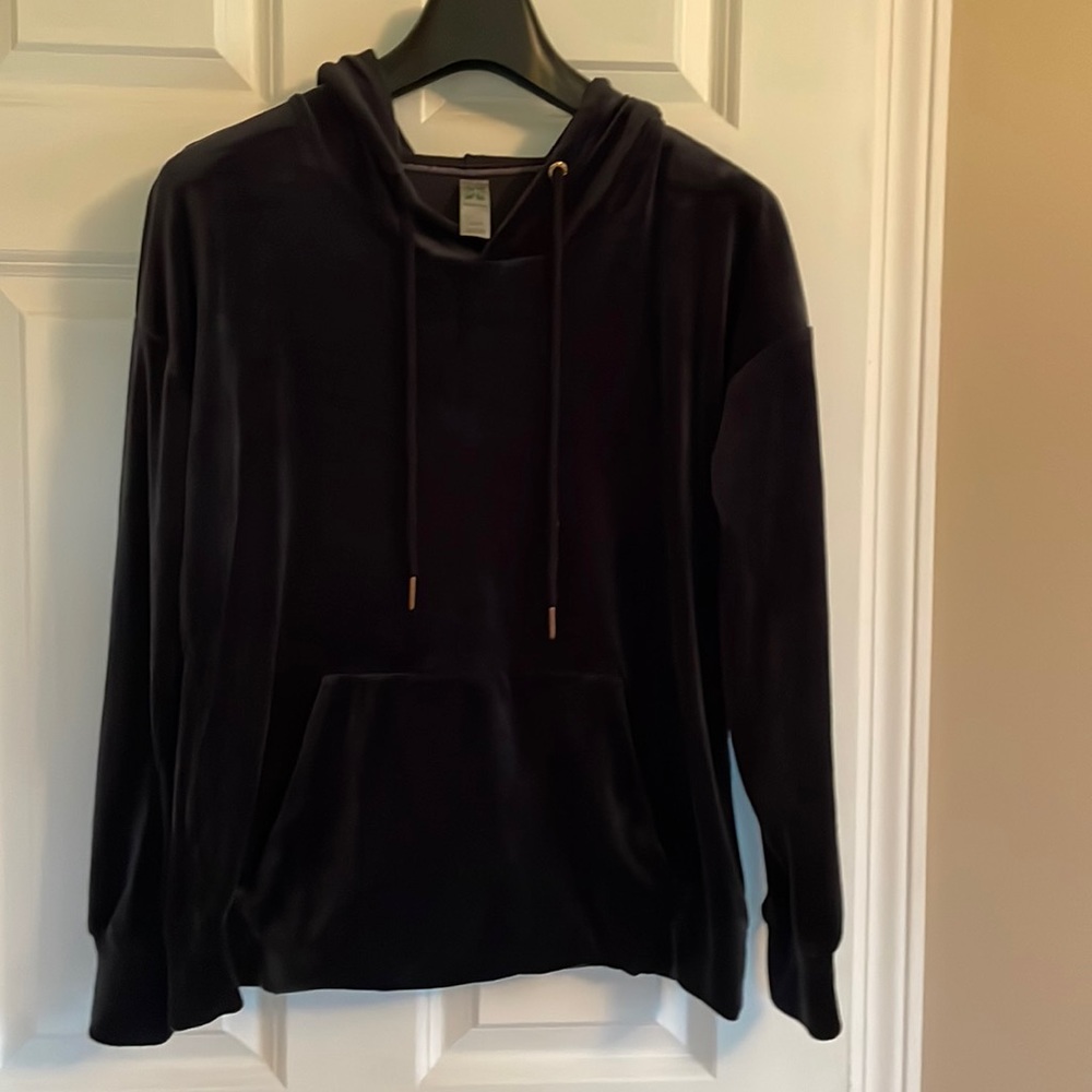 Charcoal/black velour hoodie